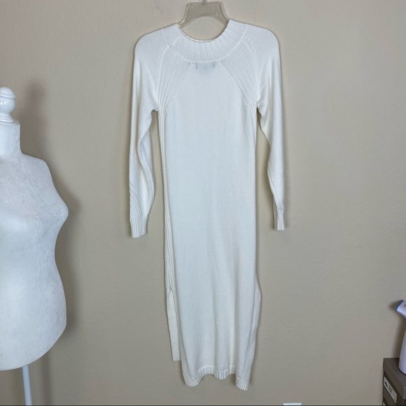 New Lulu’s Snuggle Party Ivory Mock Neck Midi Sweater Dress - Picture 8 of 8